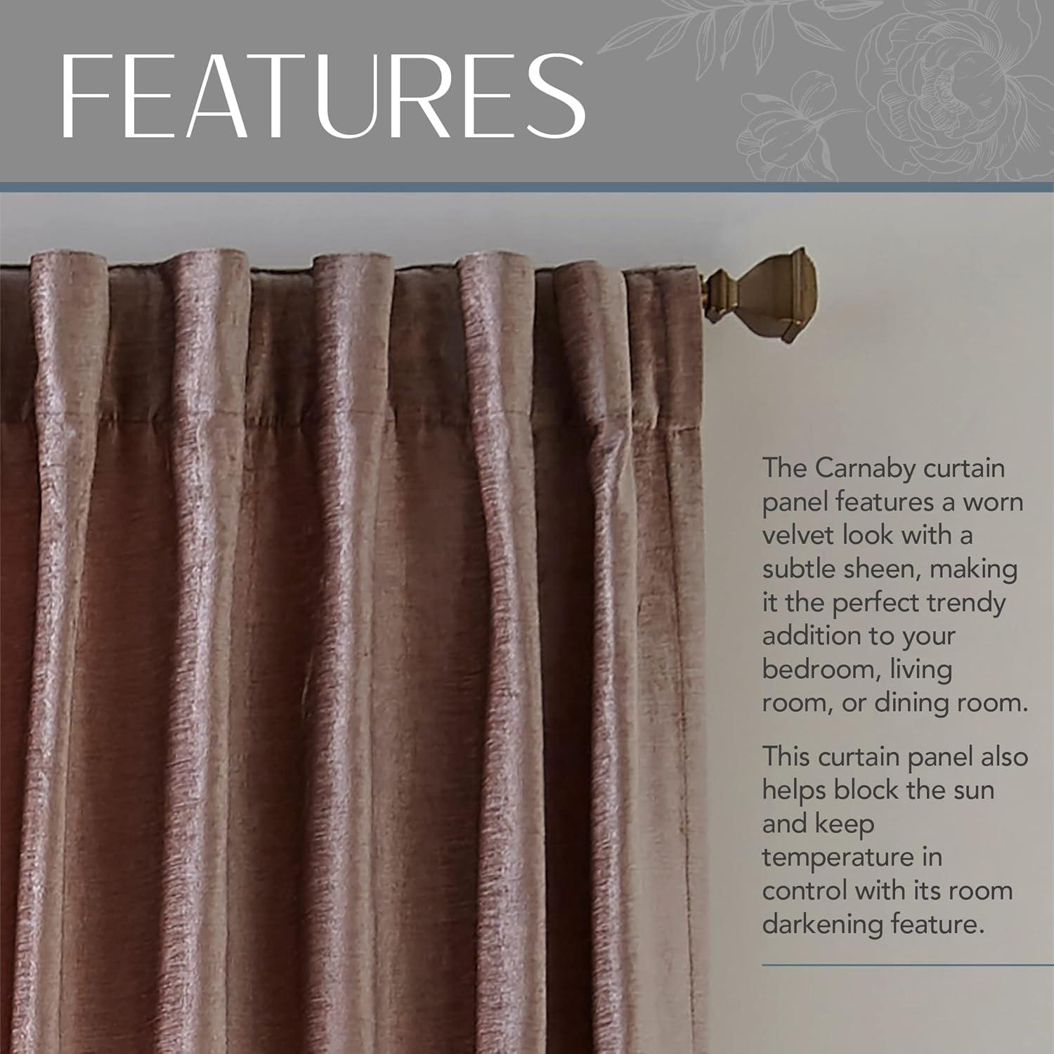 Carnaby Rustic Vogue Distressed Velvet Single Window Curtain Panel - Elrene Home Fashions
