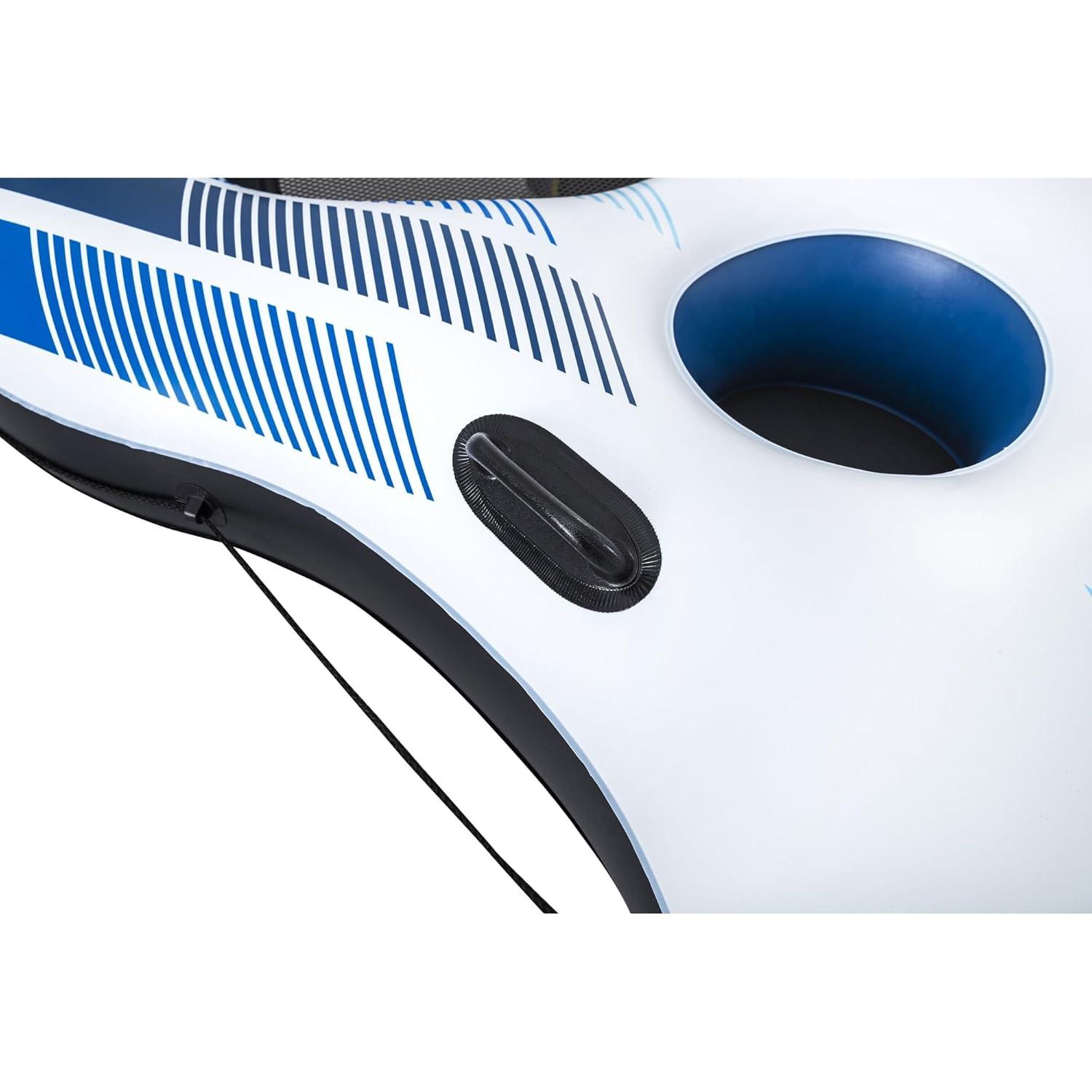 Hydro-Force Rapid Durable Rider Quad 4 Person River Tube with Built In Coolers, Cup Holders and Heavy Duty Handles, Multicolor