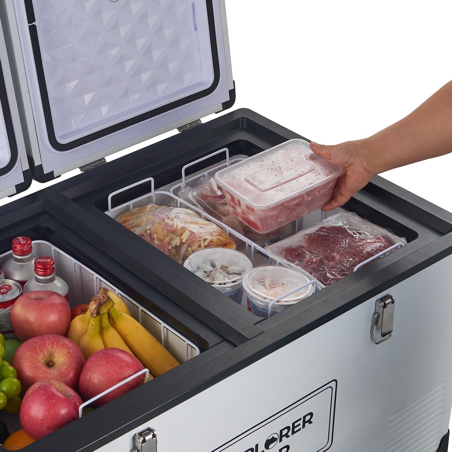 Explorer Bear EX75DB/75DW 79.3QT/75L 12/24V Portable Dual Zone Electric Cooler - Black