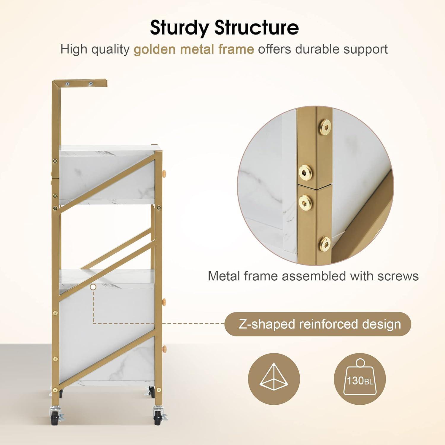 BarberPub Utility Cart with Drawers,  Tool Holders and Shelves, Salon Trolley with Locking Wheels