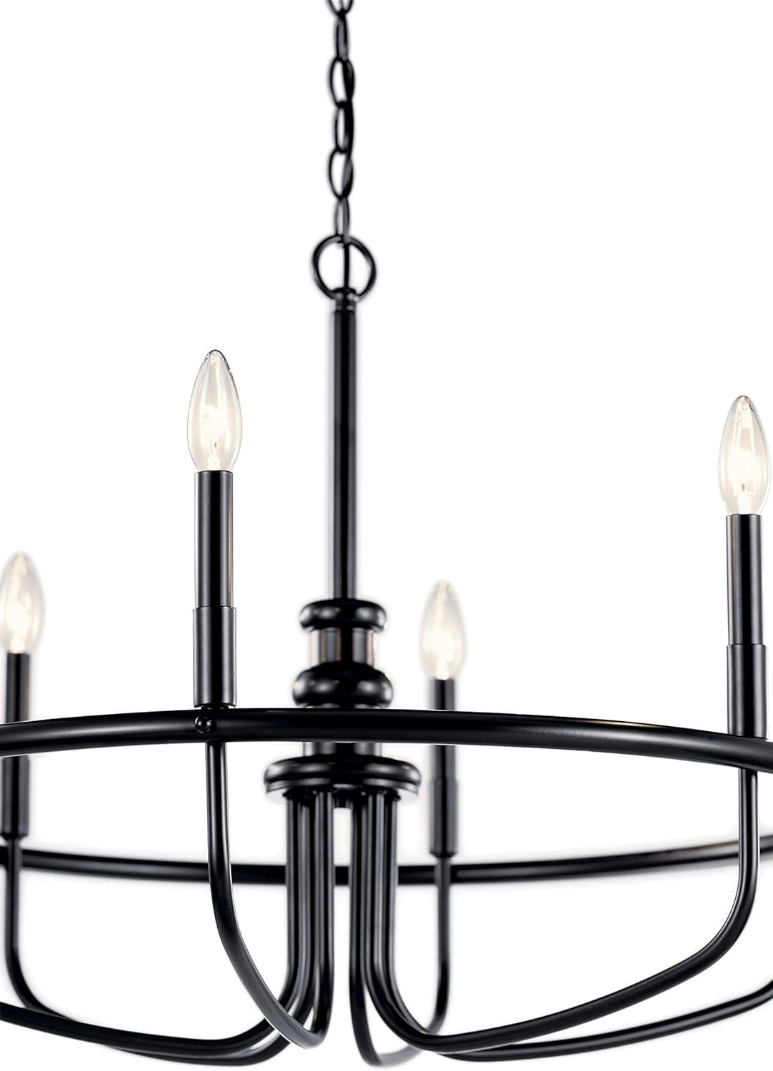 Capitol Hill Modern Black 6-Light Chandelier with Candle Sleeves