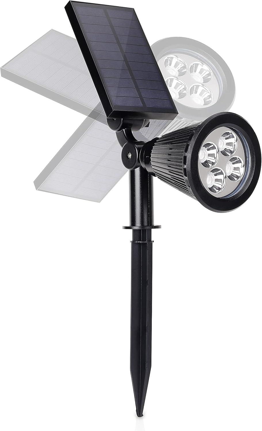 Black Solar Powered Adjustable LED Landscape Spotlights, 2-Pack