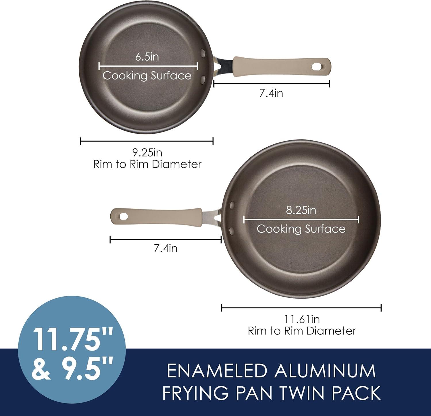 Almond Aluminum Nonstick Frying Pan Set with Lids