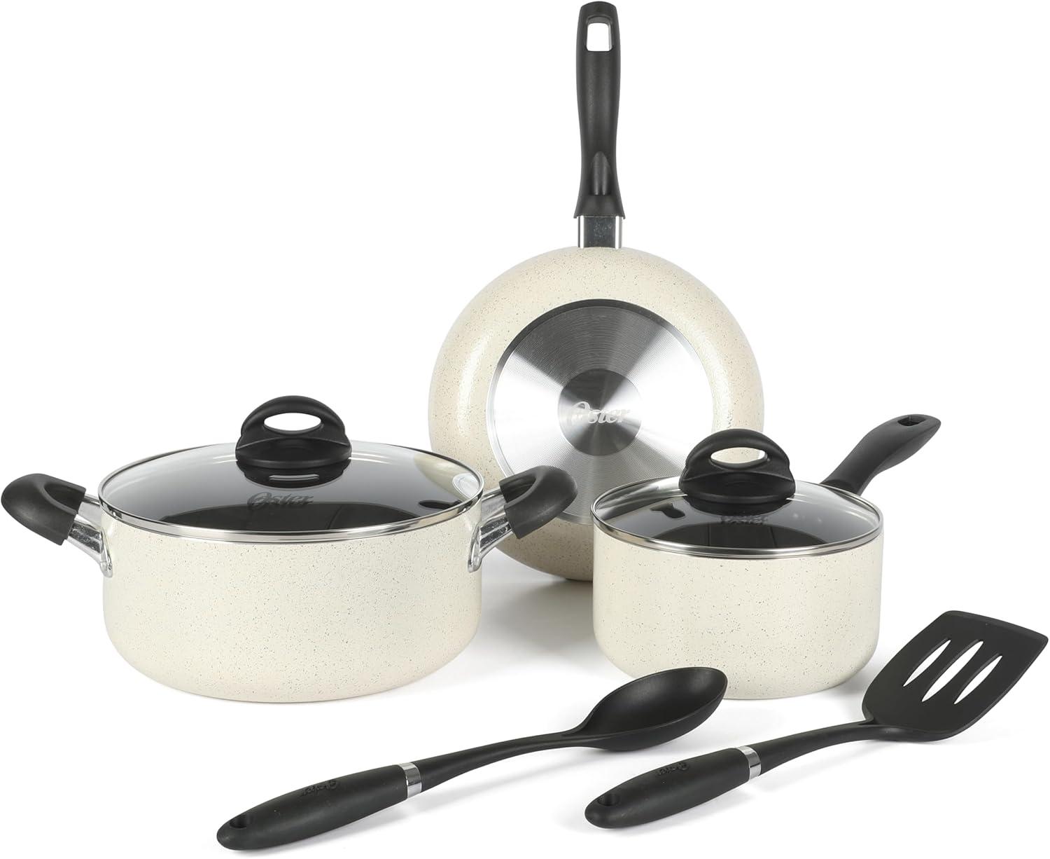 Oster Clairborne 7-Piece Linen Nonstick Aluminum Cookware Set