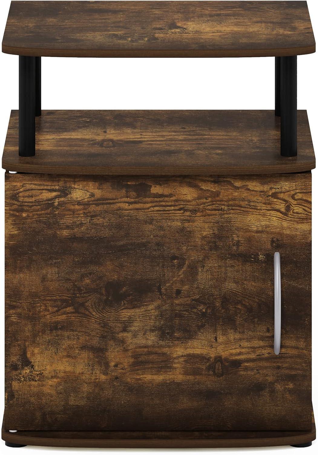 Amber Pine & Black Rectangular End Table with Storage