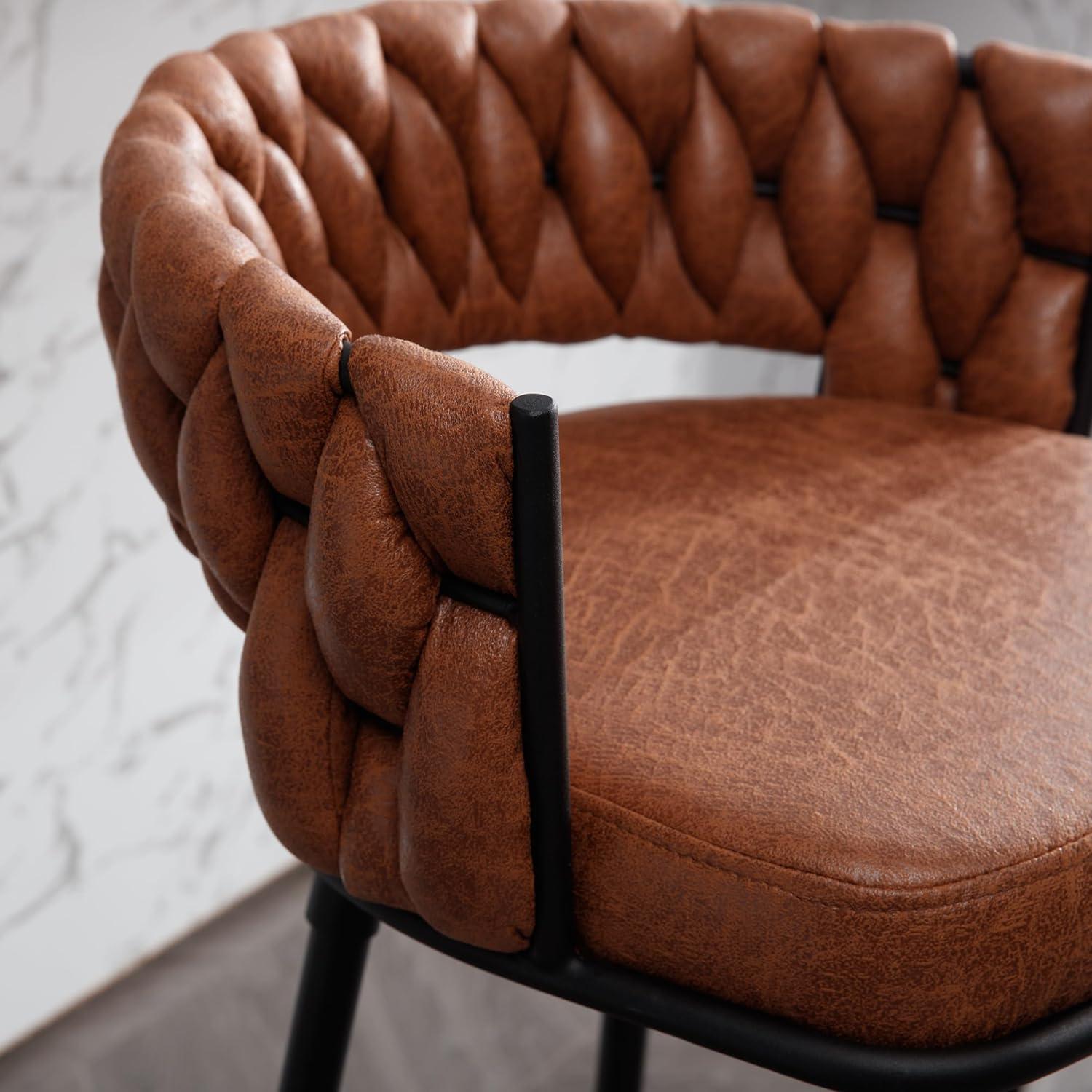 Upholstered Suede Fabric  360° Swivel High Bar Stool