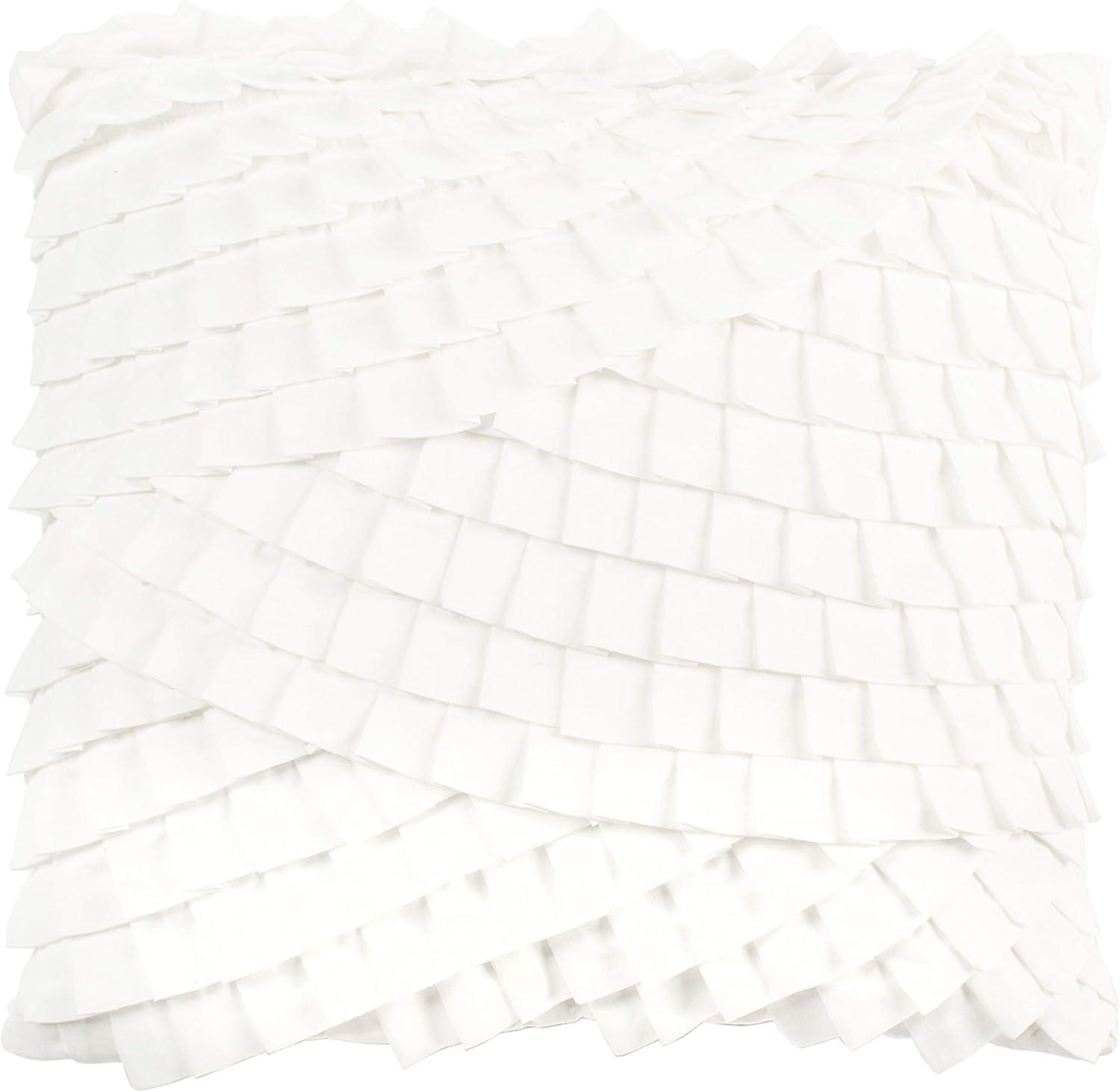 Teagen White Ruffled 18" Square Decorative Pillow