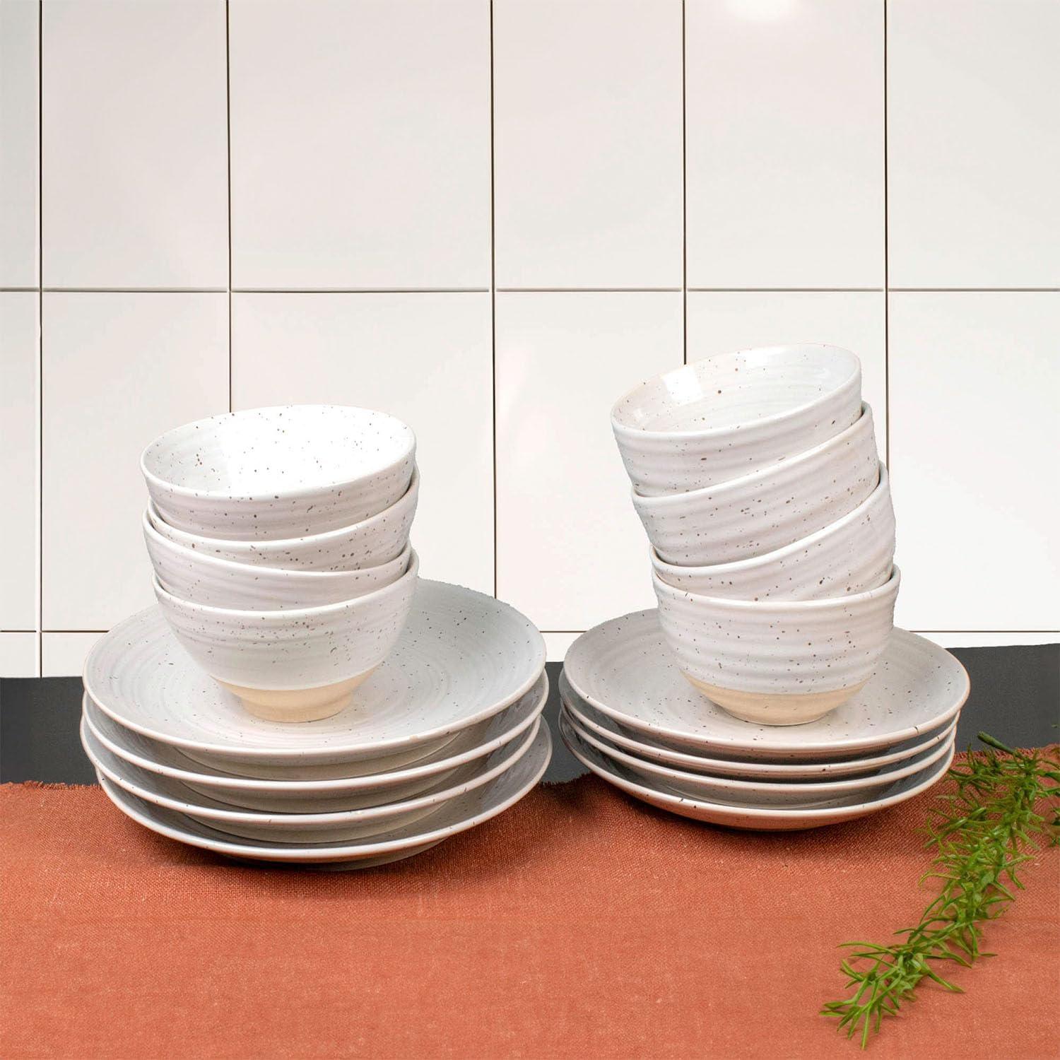 Sango Siterra 16-Piece Rustic White Stoneware Dinnerware Set - Service For 4, Plate & Bowl Set & Reviews | AllModern