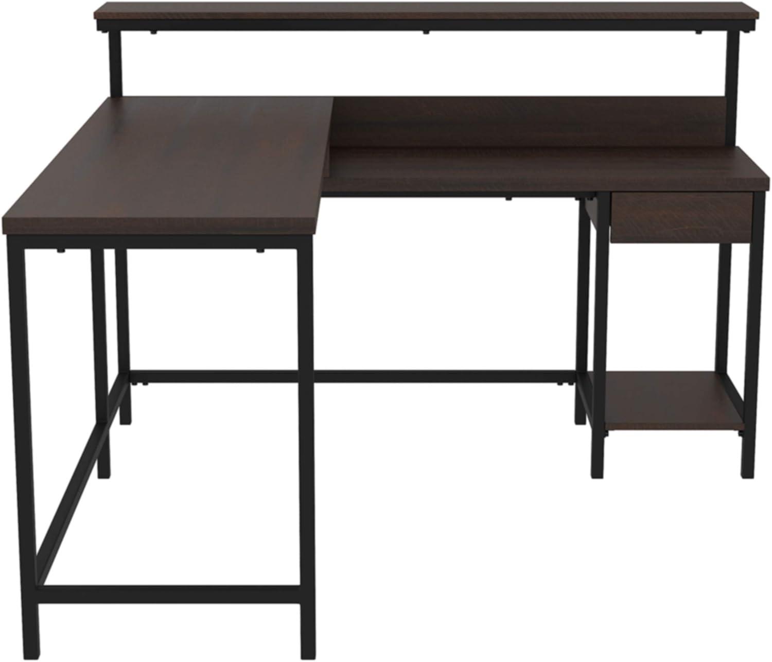 Signature Design by Ashley Casual Camiburg Home Office L-Desk with Storage Warm Brown