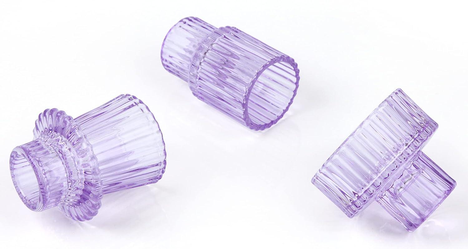Vixdonos Taper Glass Candlestick Holders Tealight Candle Holders for Table Centerpieces, Wedding Decor and Dinner Party (6 Pcs, Purple)