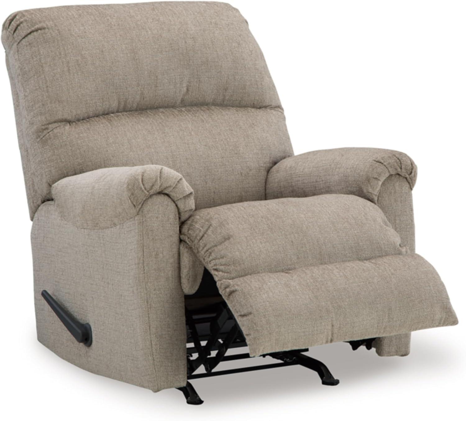 Taupe Metal Frame Ultra-Soft Upholstery Rocker Recliner