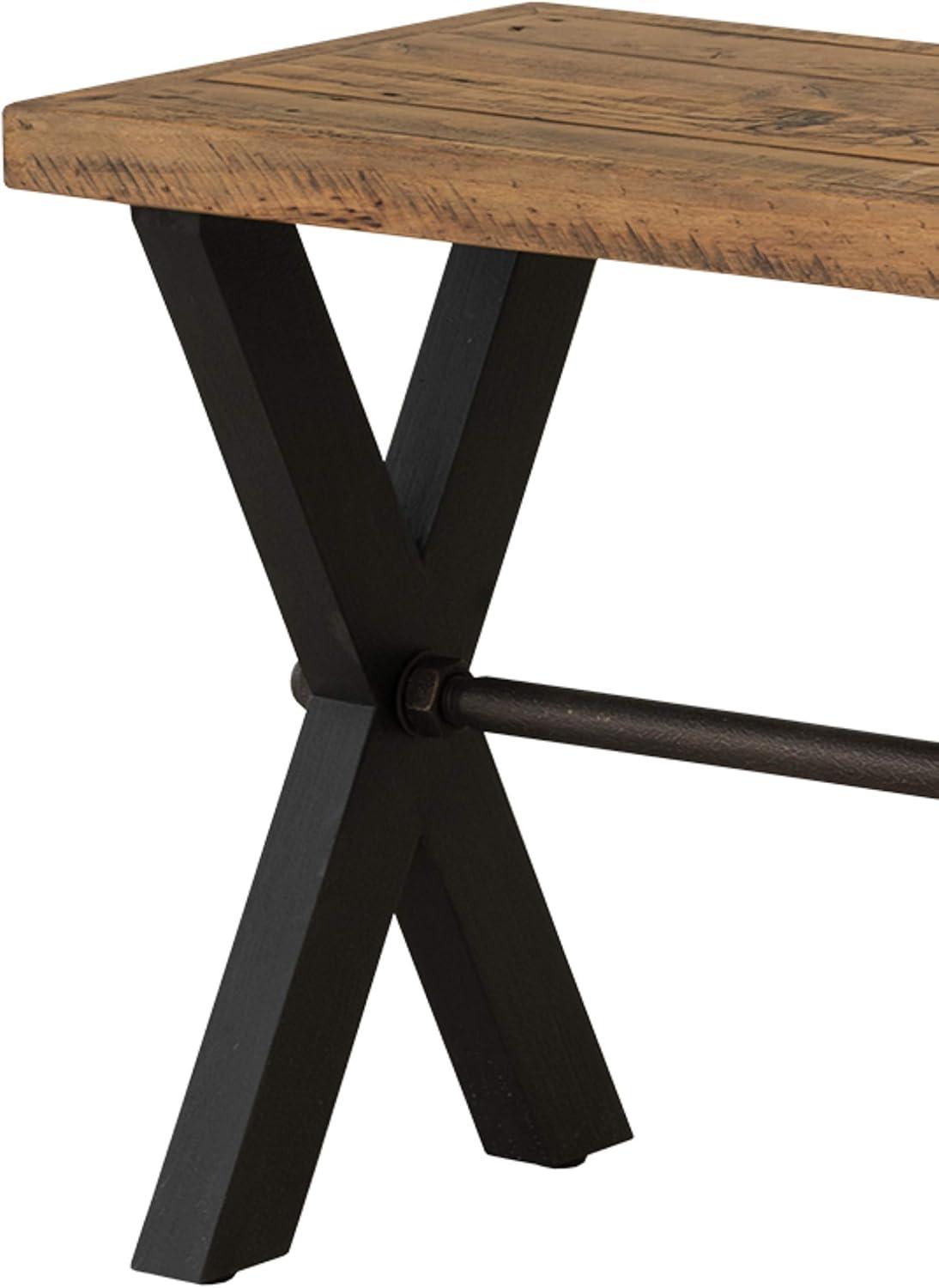 Cortesi Home Austin Console Table, Solid Reclaimed Wood with Black Wood Legs, Honey Pine