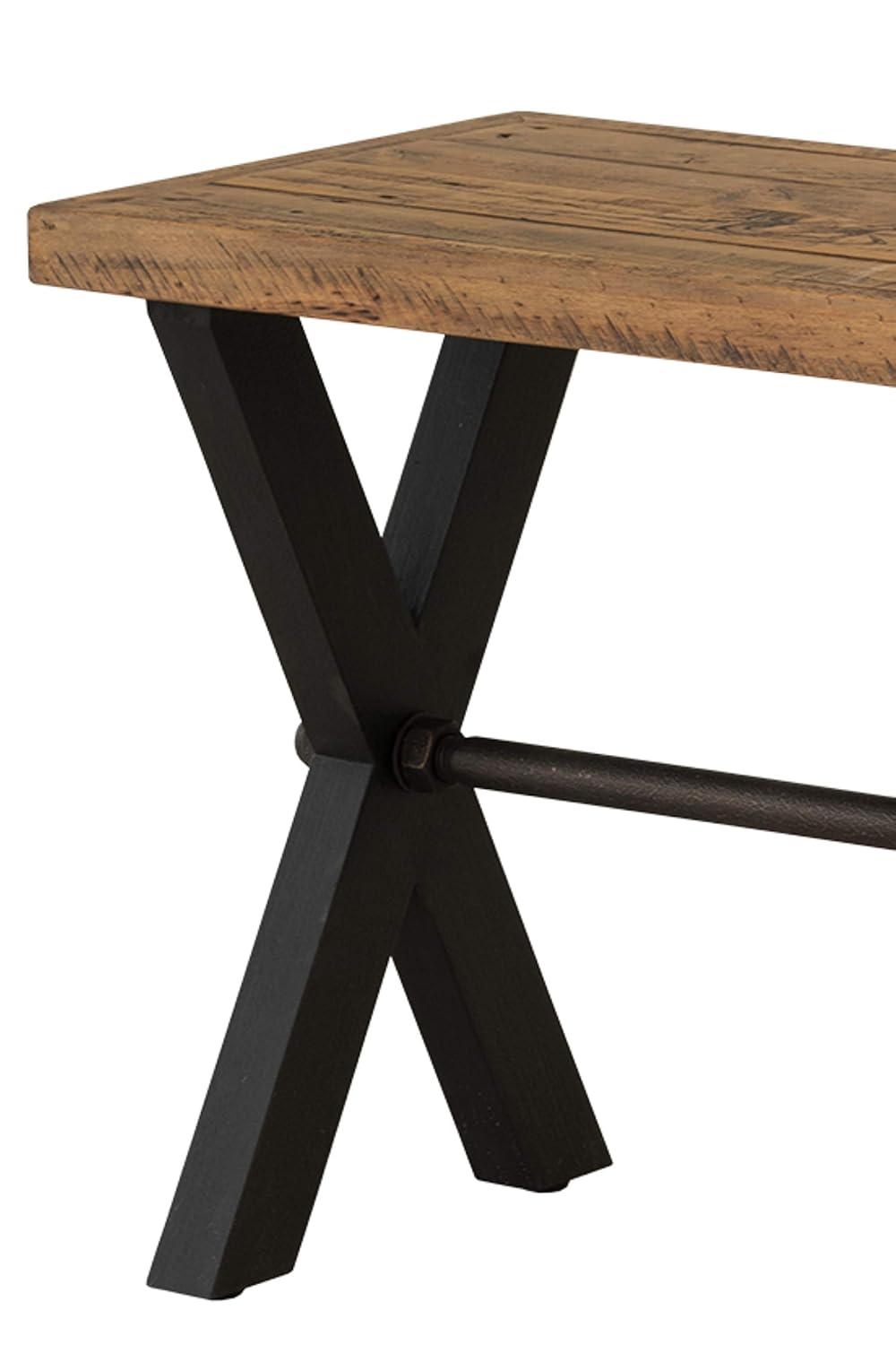 Cortesi Home Austin Console Table, Solid Reclaimed Wood with Black Wood Legs, Honey Pine
