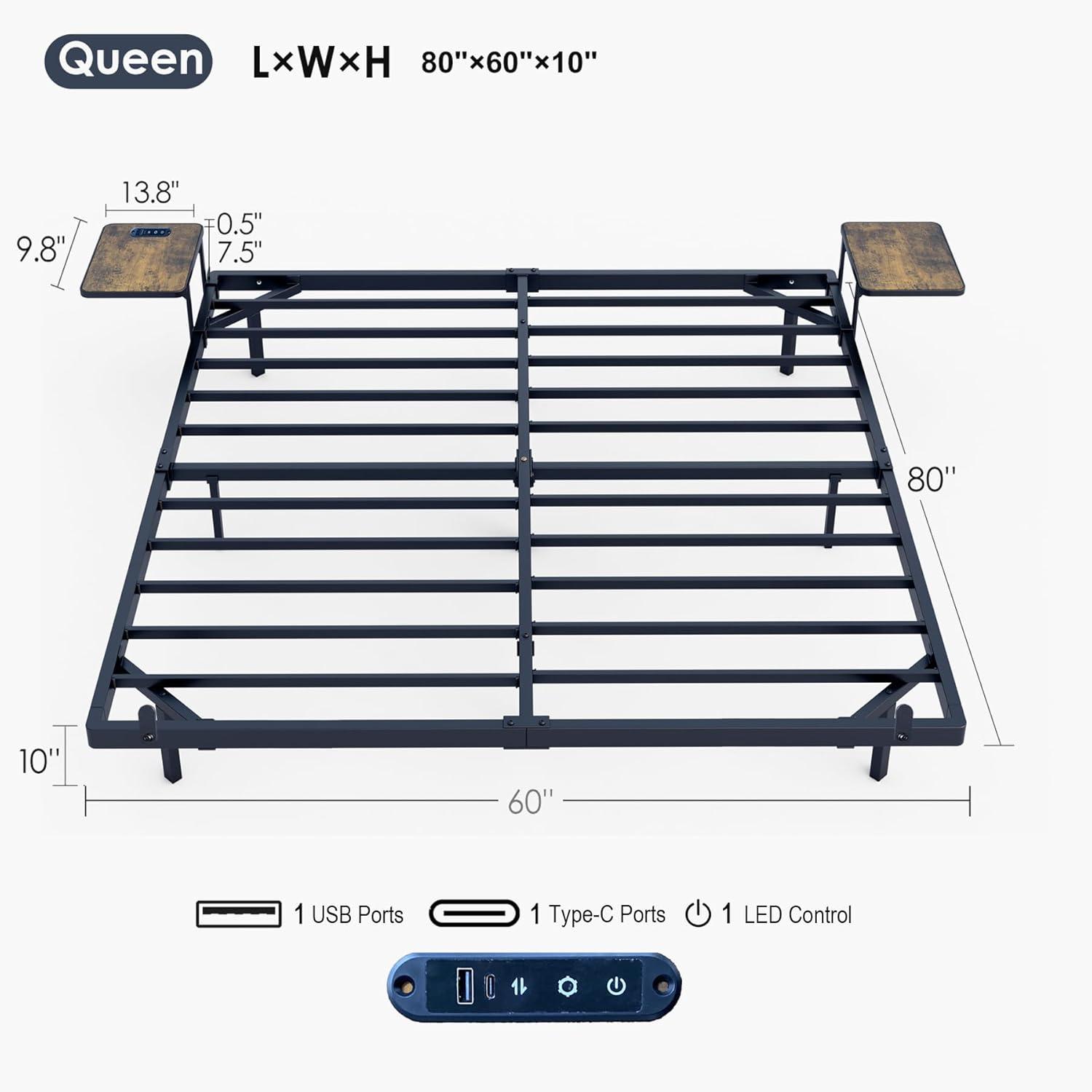 Alwyn Home Floating Bed Frame With Led Lights Metal Platform Bed, No Squeak