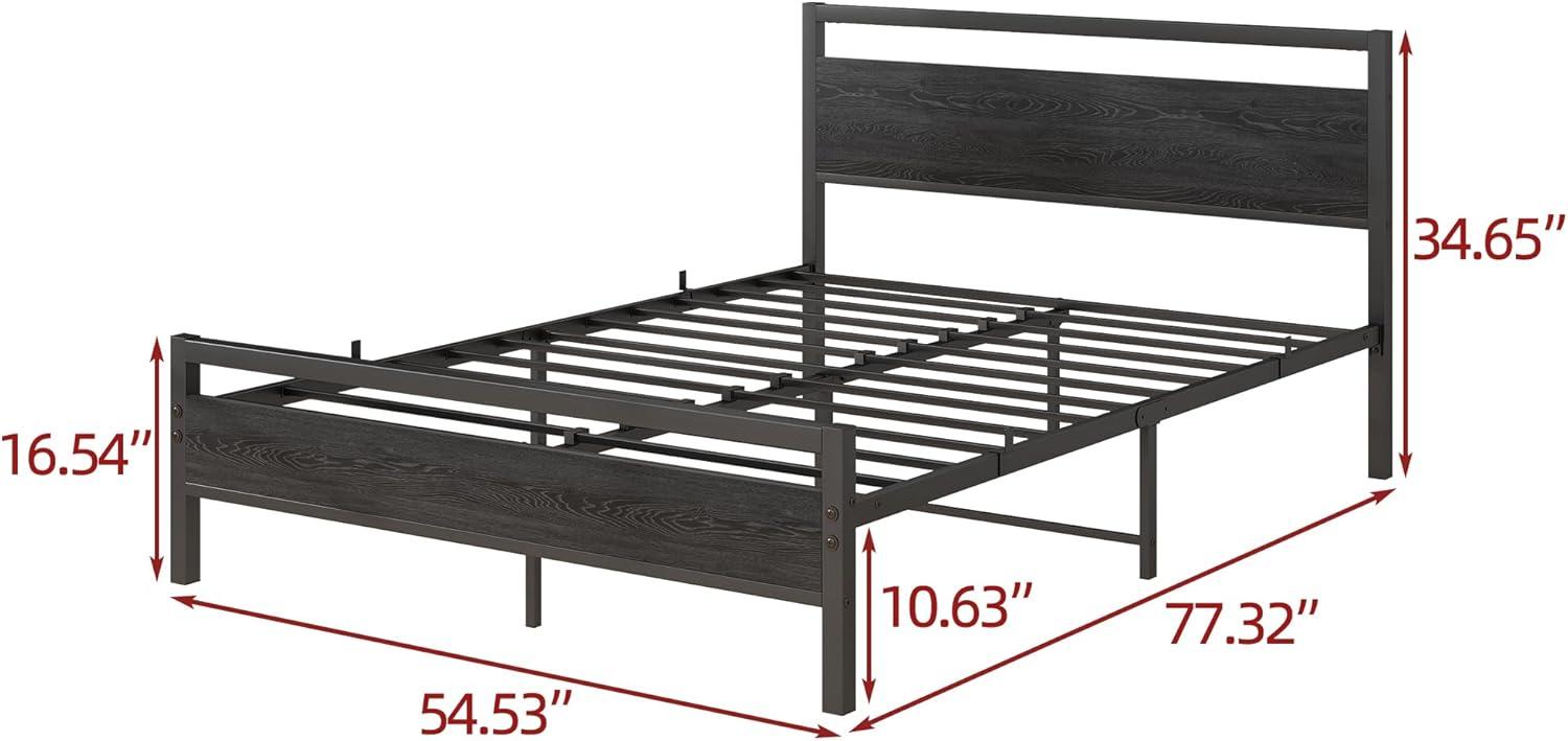 Killeryuki Full Bed Frame with Wood Headboard and Footboard, Heavy Duty Metal Platform Bed Frame, No Box Spring Needed, Noise-Killeryuki,Black