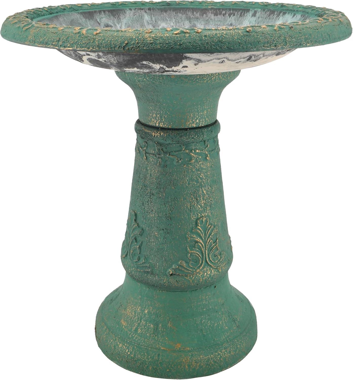 Garden Products BB04 Fiberclay Birdbath, Green, 19.5" x 11.5" x 20.5", 19.5 by 11.5 by 20.5-Inches