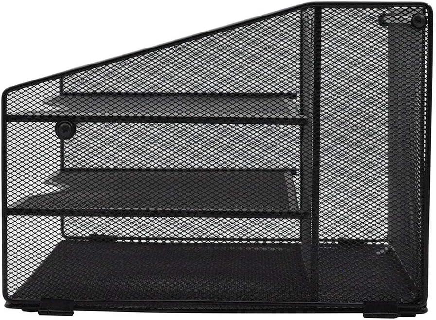 EASEPRES Mesh Desktop File Organizer, Document Mail Desk Folder Holder with 3 Paper Letter Tray and 1 Vertical Upright Compartment for Office Supplies, Desk Accessories & Workspace, Black