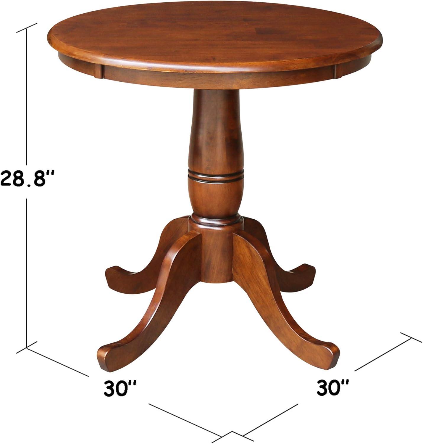 Farmhouse Espresso 30" Round Wood Pedestal Dining Table