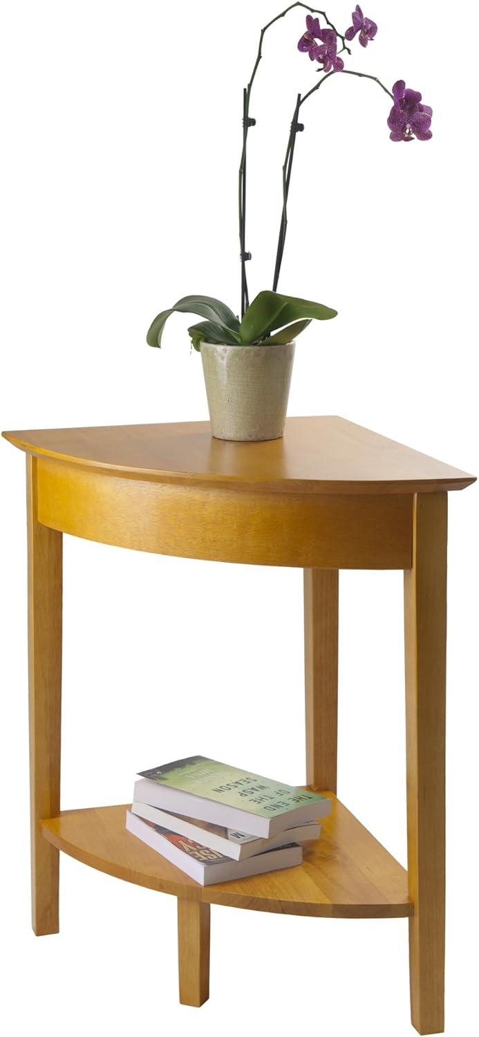 Studio Corner Table Honey - Winsome: Rounded Accent, Shelf Storage, Wood Construction