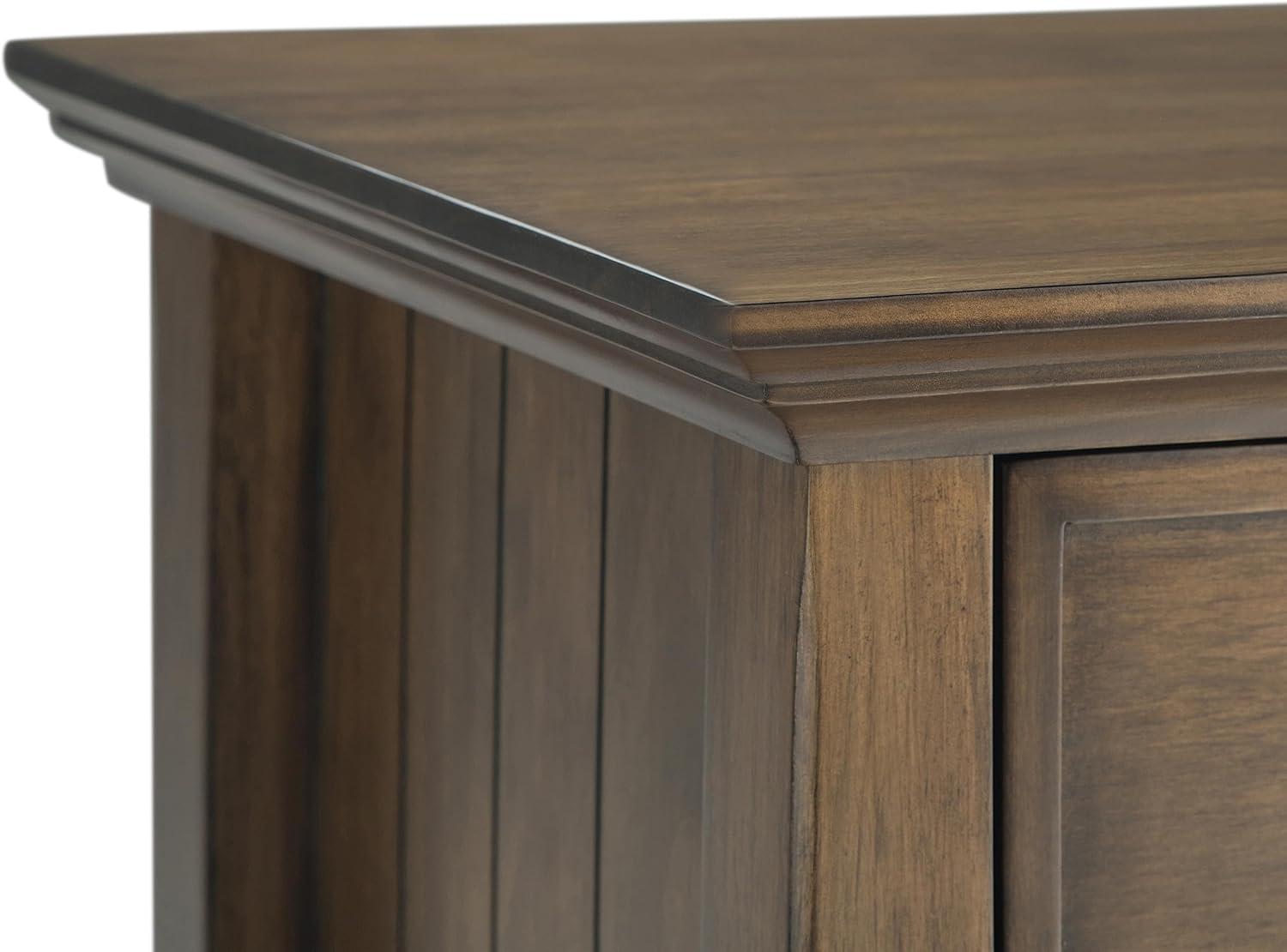 Simpli Home Acadian Solid Wood Bedside Table In Rustic Natural Aged Brown