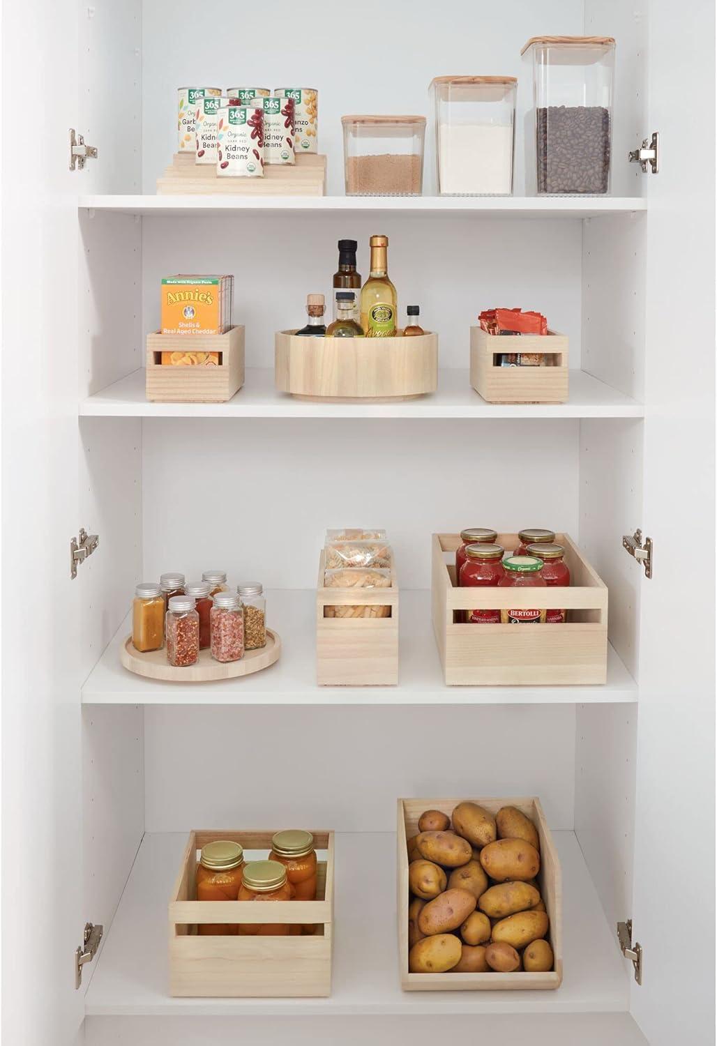 iDesign , Colección de Madera Renovable en Madera Paulownia, Organizador de Plato Giratorio de 10,5" de Alto