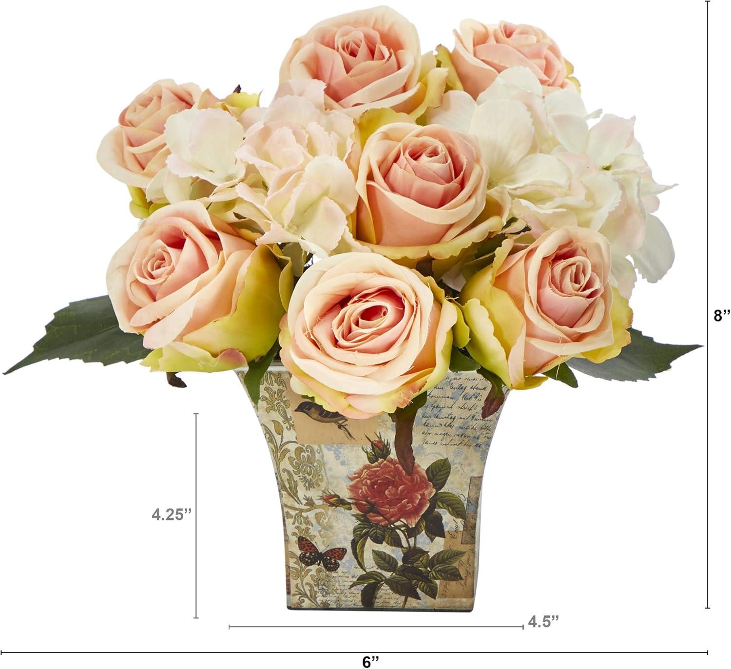 Nearly Natural 8-Inches Peach Indoor Desktop Silk Artificial flower