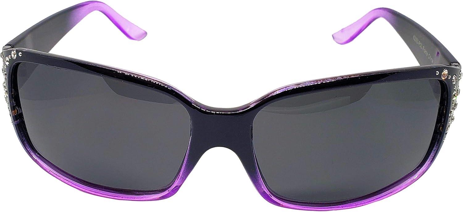 Polarized Sunglasses for Women - Premium Fashion Sunglasses - HZ Series Diamante Womens Designer Sunglasses (Black & Lavender, Dark Smoke)