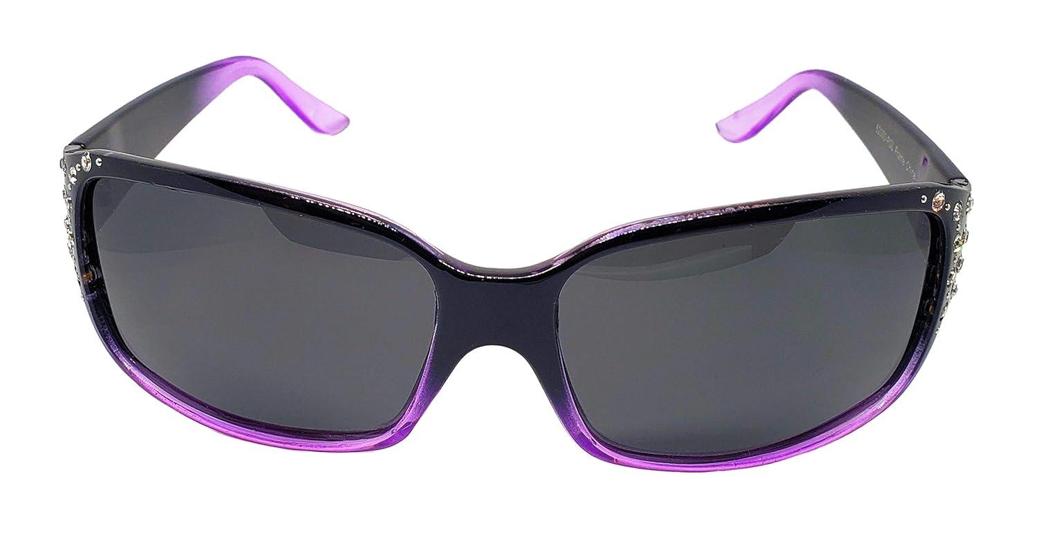 Polarized Sunglasses for Women - Premium Fashion Sunglasses - HZ Series Diamante Womens Designer Sunglasses (Black & Lavender, Dark Smoke)