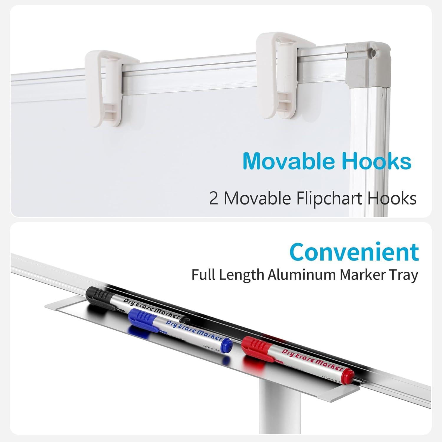 Adjustable Magnetic Whiteboard Easel with Tripod Stand and Flipchart