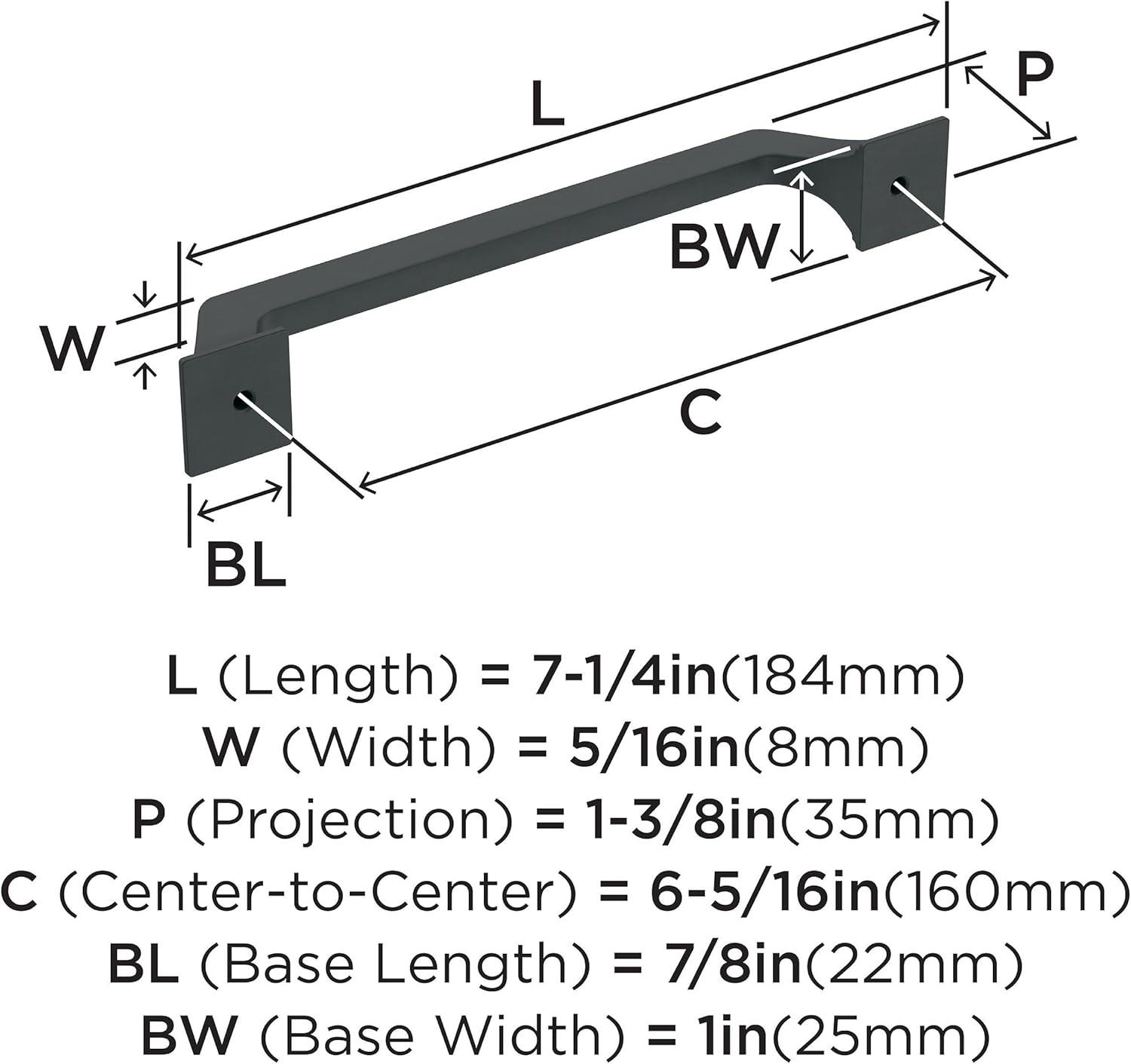 Amerock Exceed 6-5/16 inch (160mm) Center-to-Center Matte Black Cabinet Pull