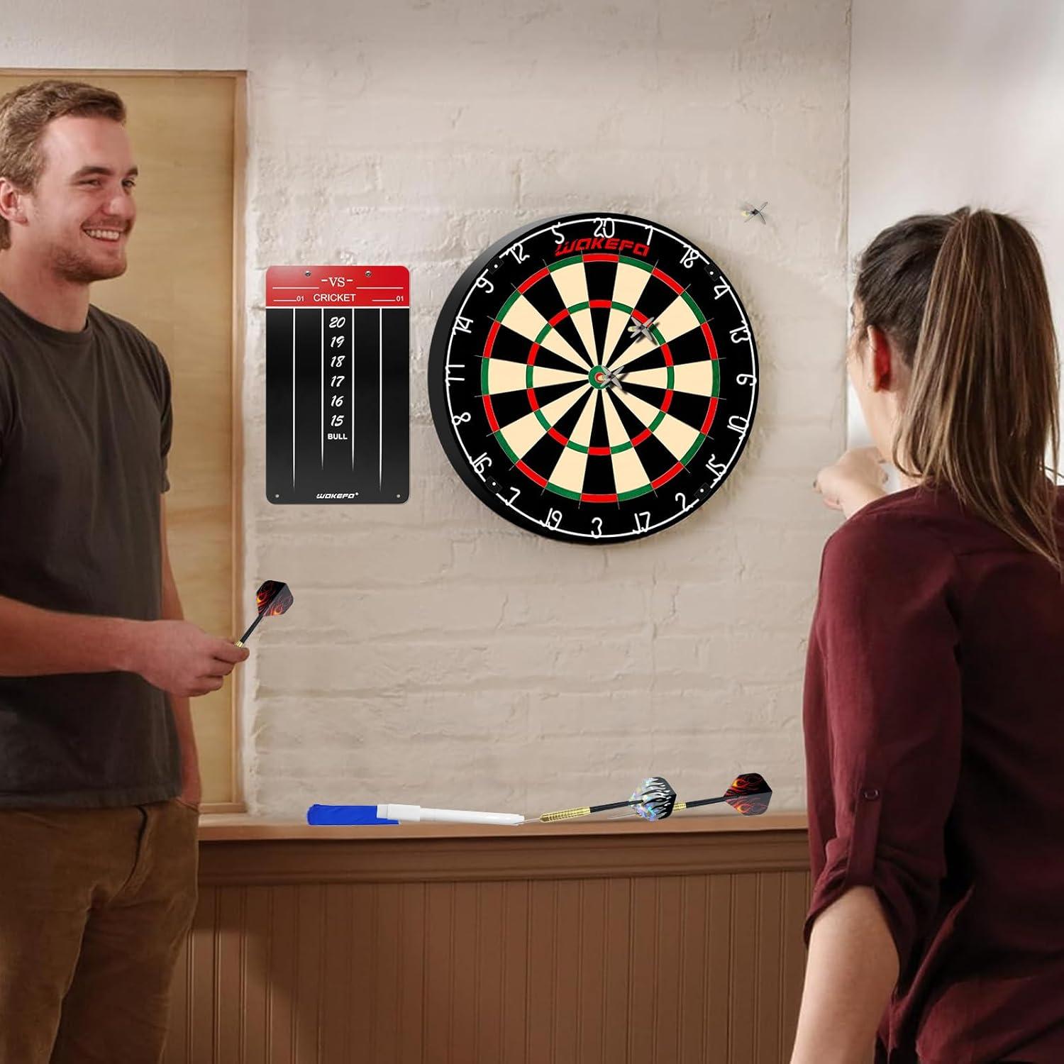 Professional Bristle Dartboard Set with Steel Tip Darts and Chalkboard