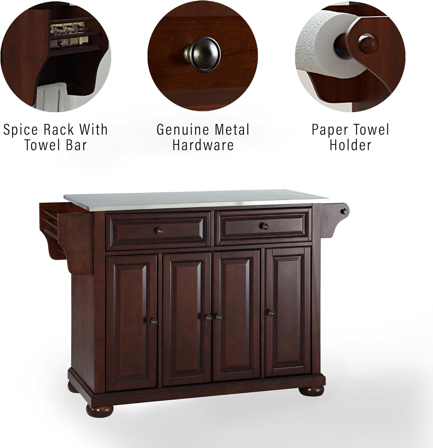Crosley Furniture Alexandria Wood Kitchen Island in Mahogany
