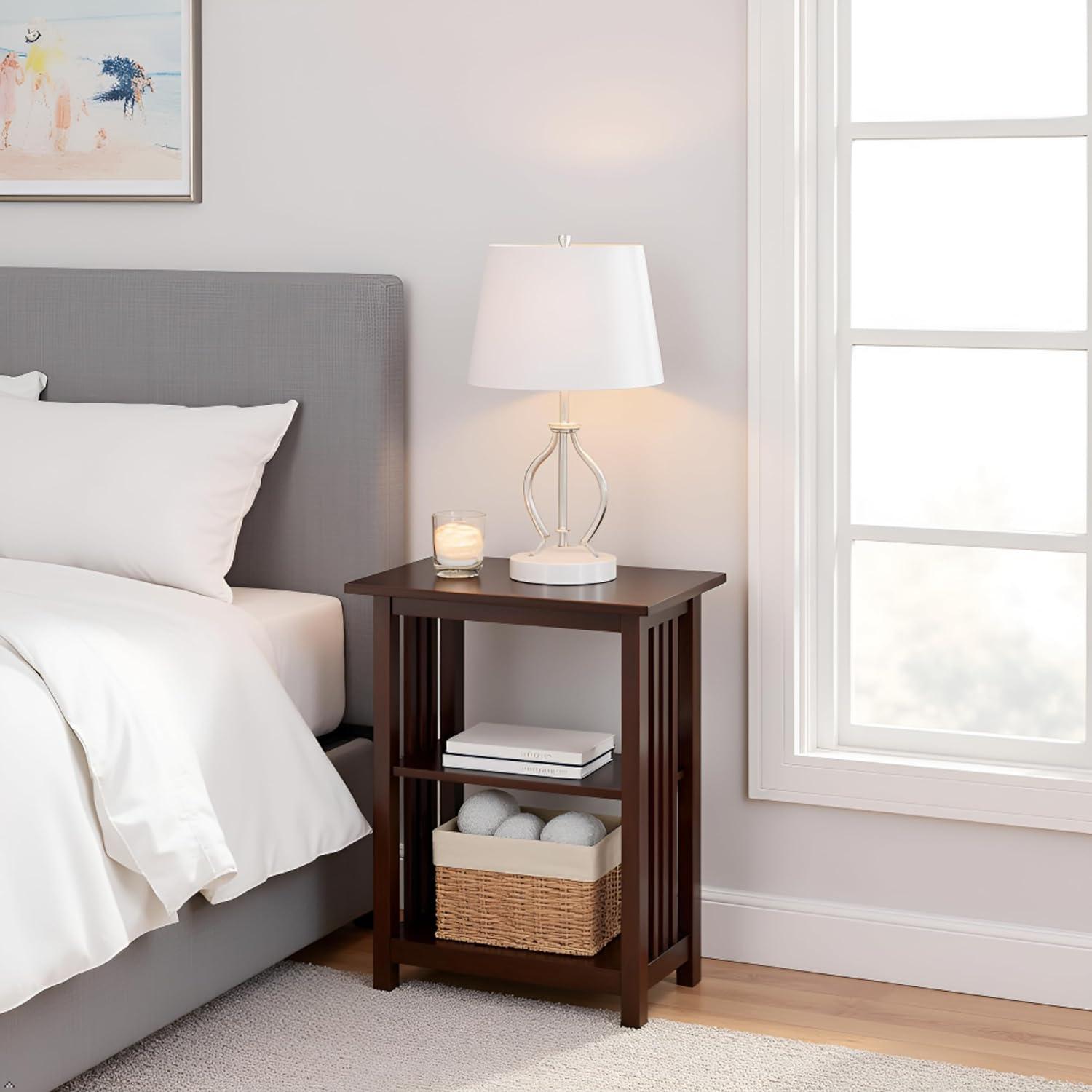 2-shelf End Table Wood Espresso - Alaterre Furniture