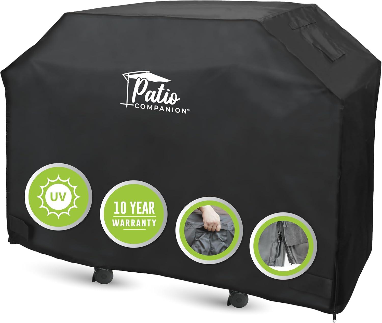 Patio Companion Premium, 72″ BBQ Grill Cover, 10 Year Warranty, Heavy-Grade UV Blocking Material, Waterproof and Weather Resistant, Gas Grill Cover