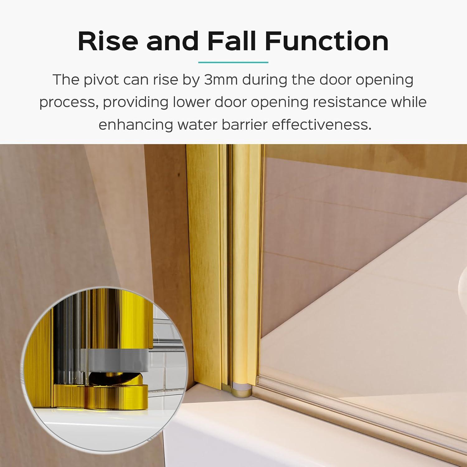 31"W x 55"H Frameless Folding Pivot Shower Tub Door Reversible Installation