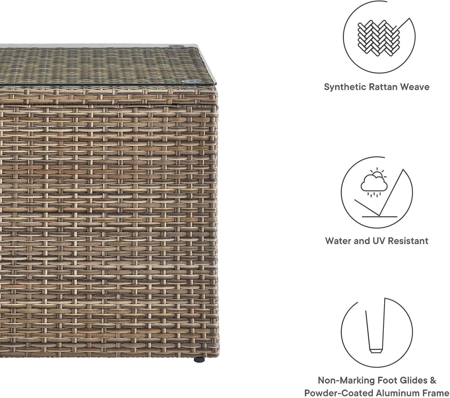Convene 17.5" Brown Synthetic Rattan Outdoor Side Table