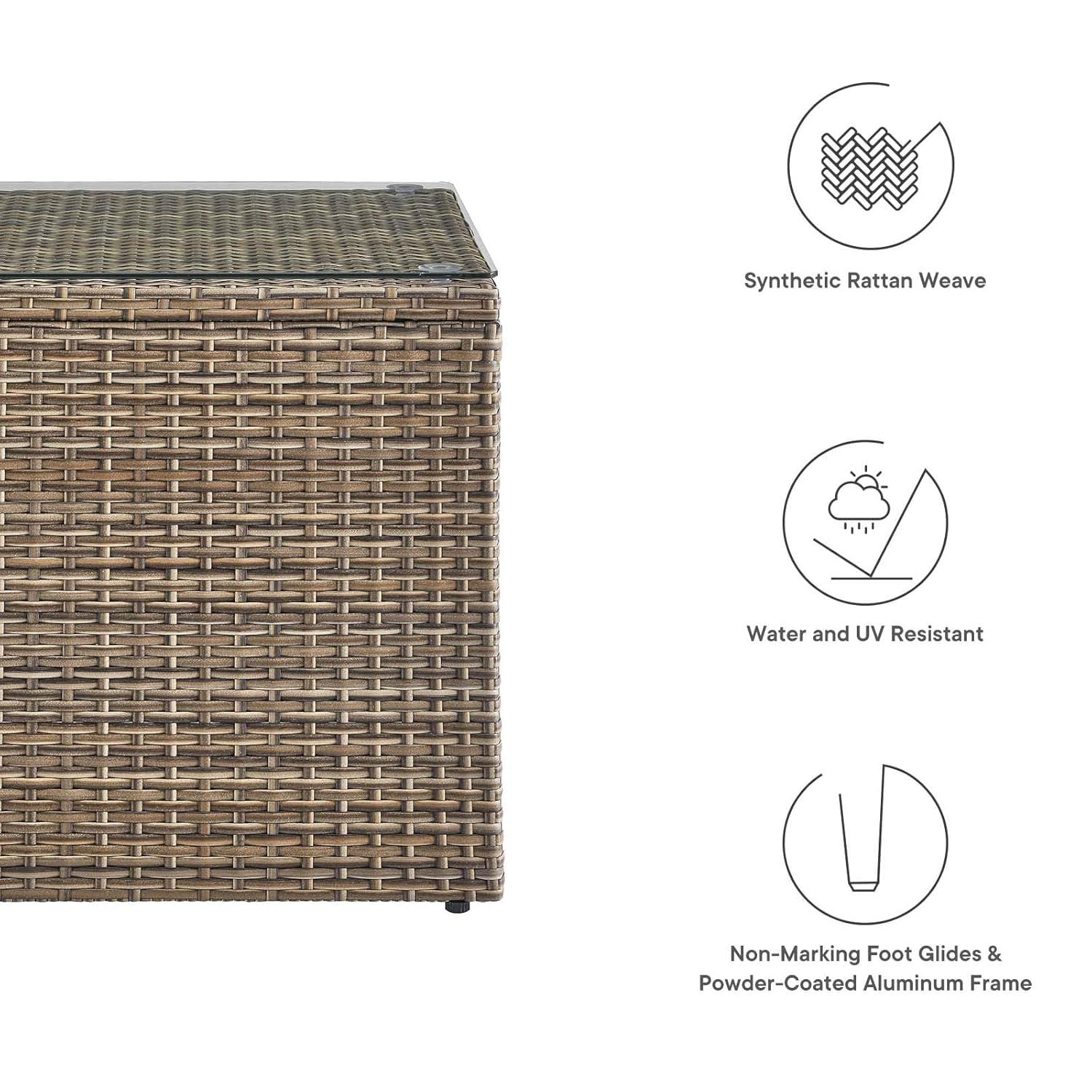 Convene 17.5" Brown Synthetic Rattan Outdoor Side Table