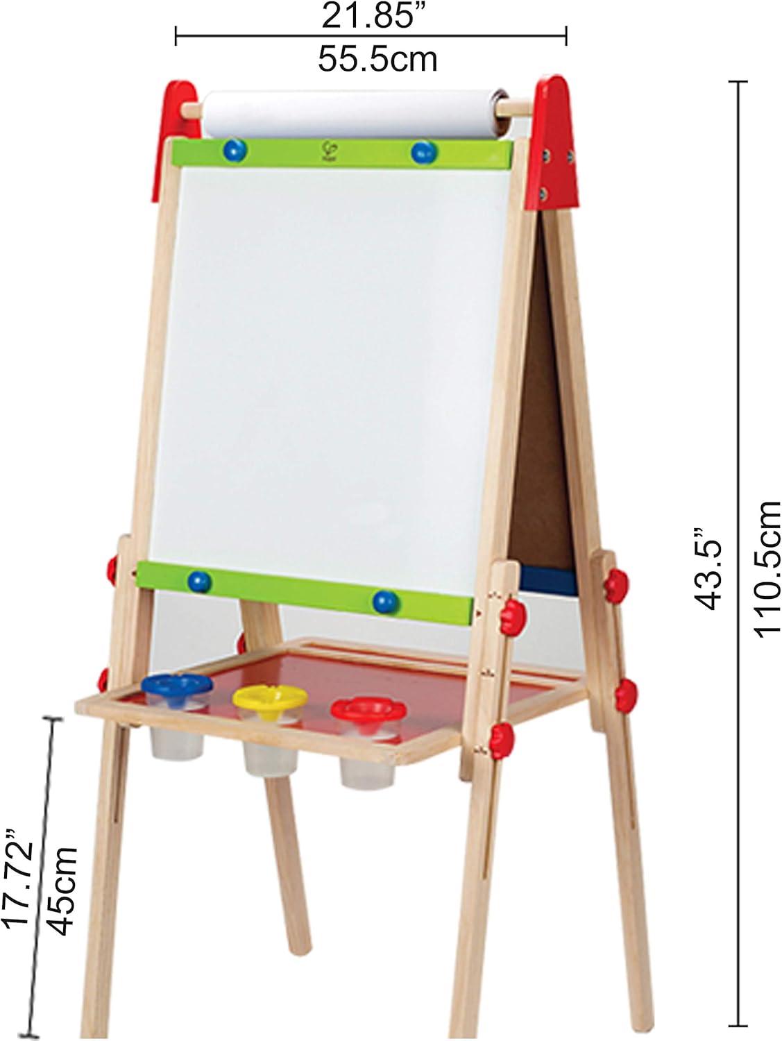 Hape All-in-One Double-Sided Art Easel w/ Paper Roll & Accessories, Blackboard & Magnetic Whiteboard