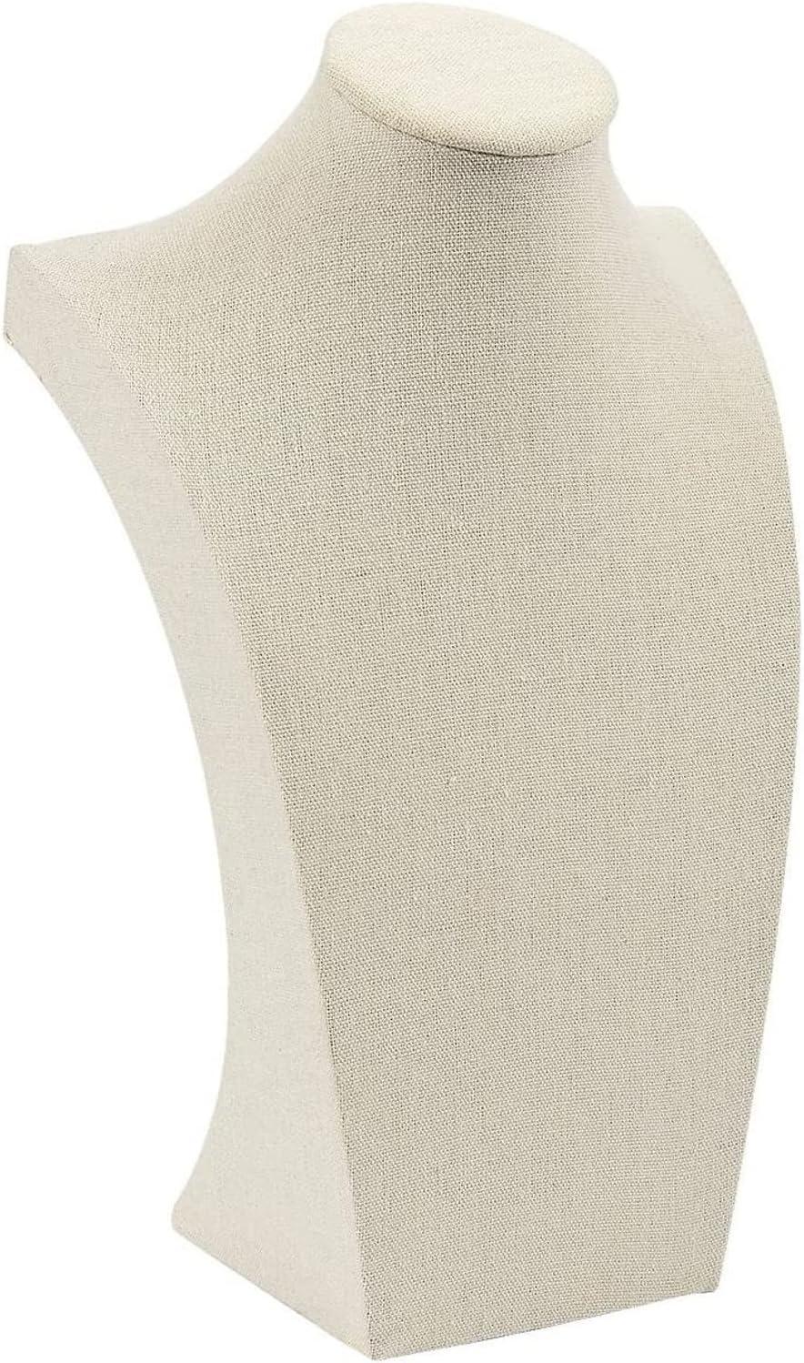 Juvale 12 Inch Linen Jewelry Display Bust, Necklace Mannequin Holder Stand for Retail Stores and Trade Shows (Beige)