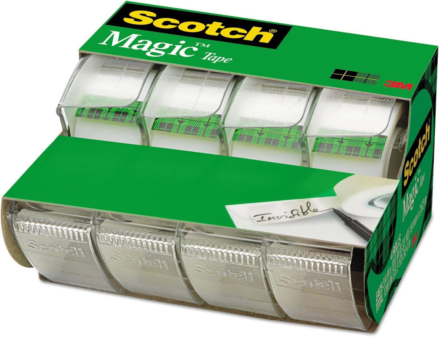 Scotch Magic Tape, 3/4 in. x 300 in., 4 Dispensers/Pack