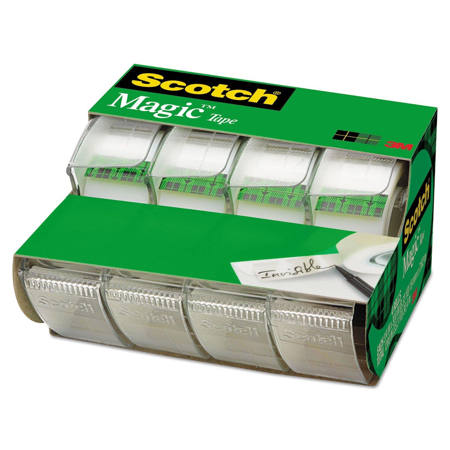Scotch Magic Tape, 3/4 in. x 300 in., 4 Dispensers/Pack