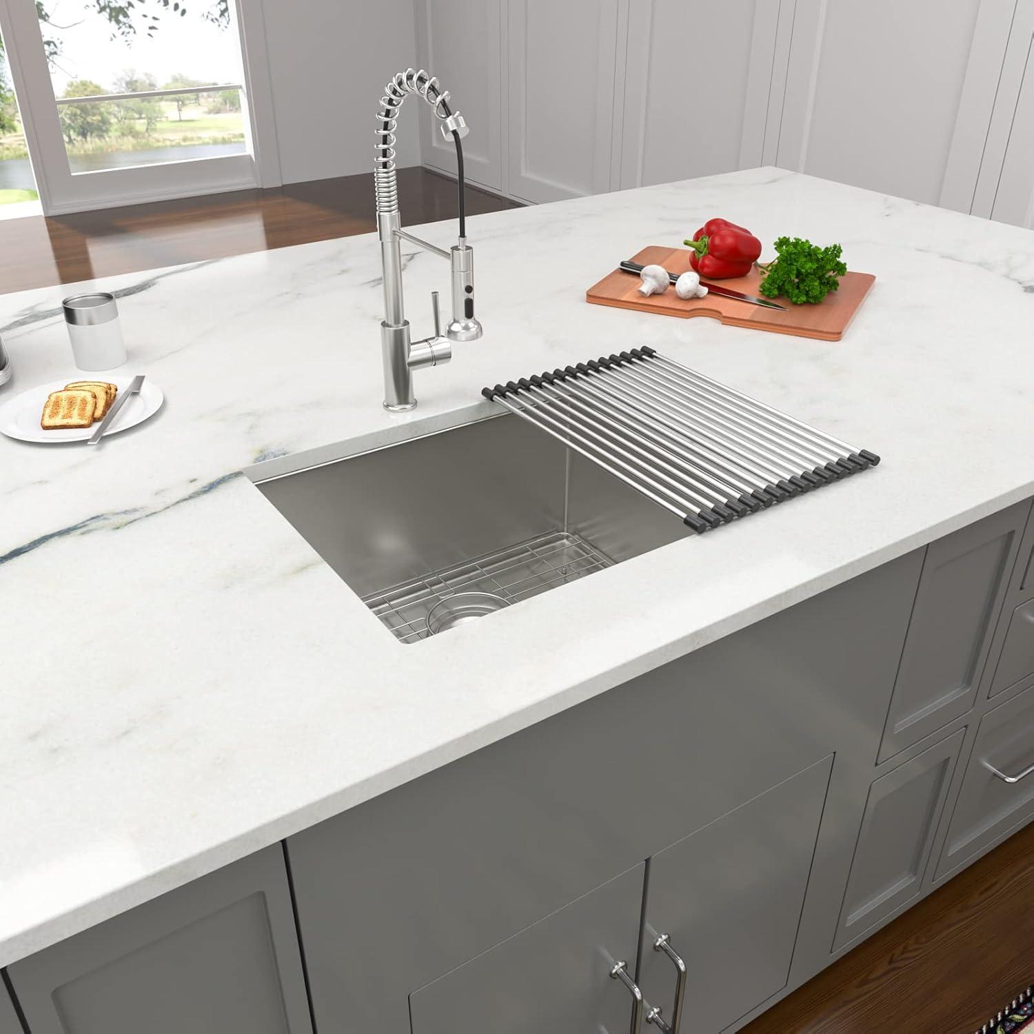 Lordear Undermount Kitchen Sinks 23 inch Small Undermount Bar Sink,16-Gauge Stainless Steel Single Bowl Bar Prep Kitchen Sink One Basin 23x18x10 Inch Handmade