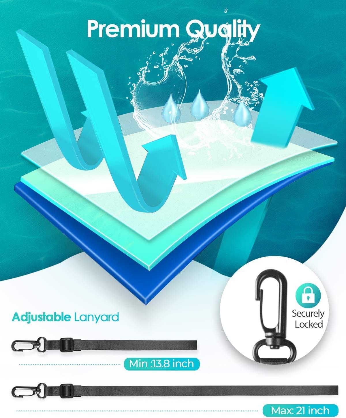 Hiearcool Waterproof Phone Pouch, Waterproof Beach Bag Compatible for iPhone 16 15 14 13 Pro Max Up to 8.3", IPX8 Cellphone Kayak Accessories, Travel Essentials for Beach -Clear-2Pack