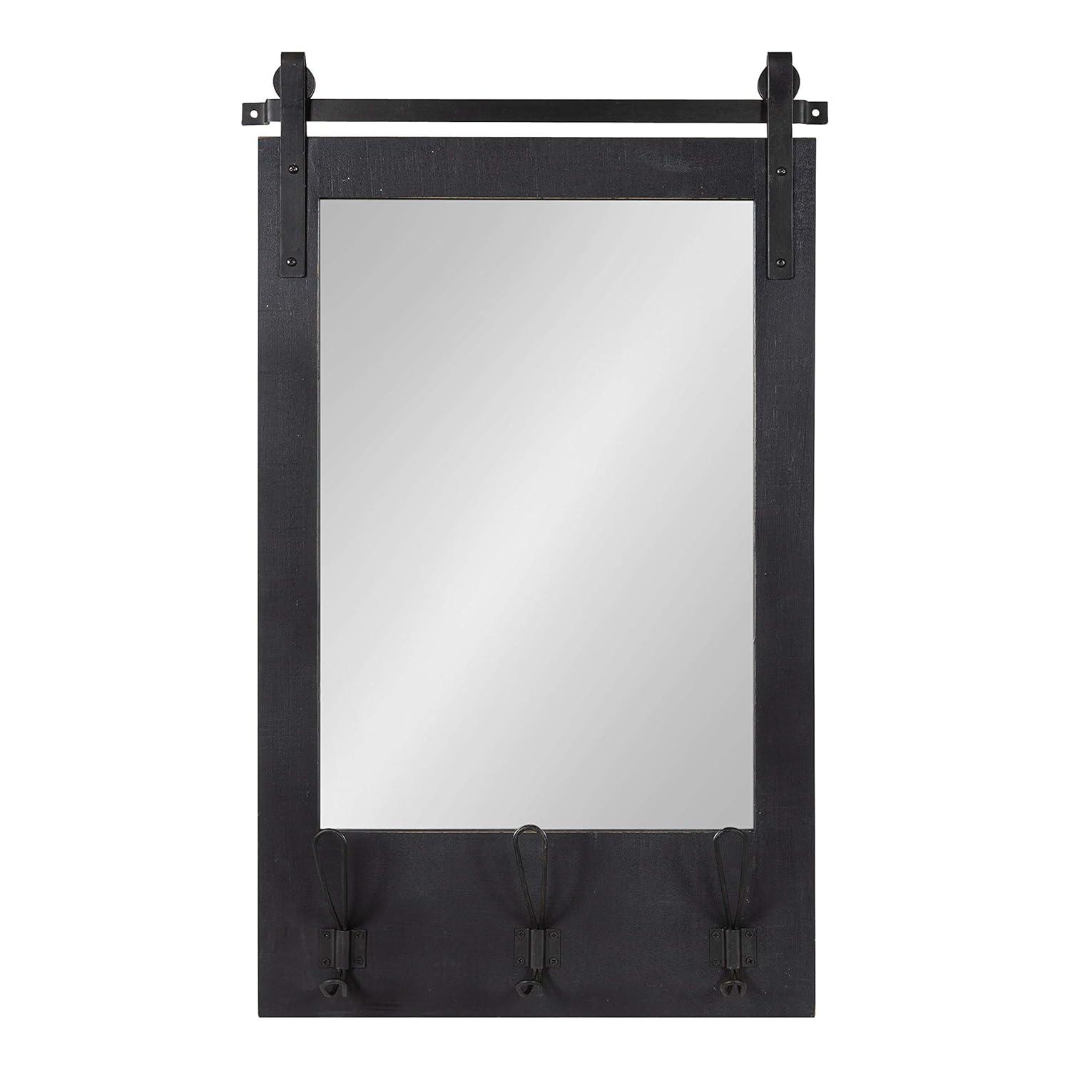 18" x 28" Cates Functional Wall Mirror Black - Kate & Laurel All Things Decor: Rustic Farmhouse, Wooden Frame, No Assembly Required