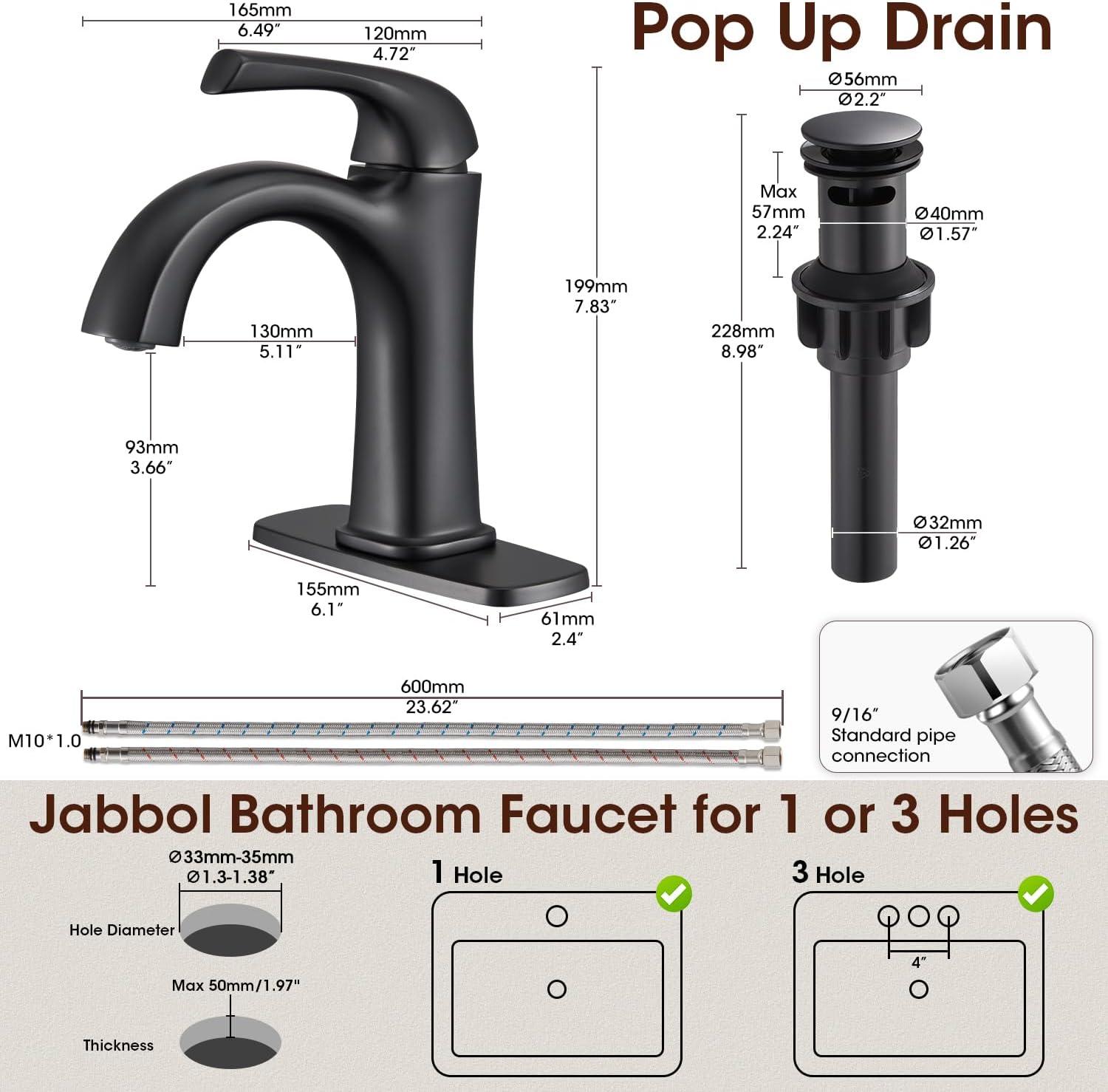 Arvo Single Hole Bathroom Faucet with Drain Assembly, Single Handle Bathroom Sink Faucet