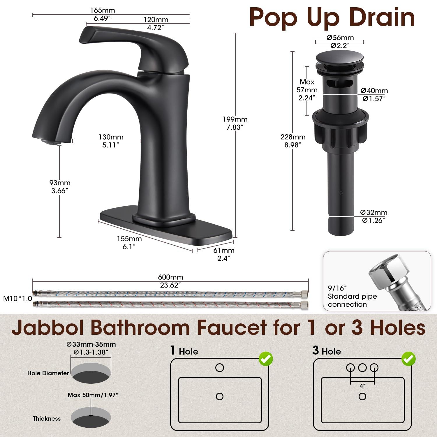 Arvo Single Hole Bathroom Faucet with Drain Assembly, Single Handle Bathroom Sink Faucet