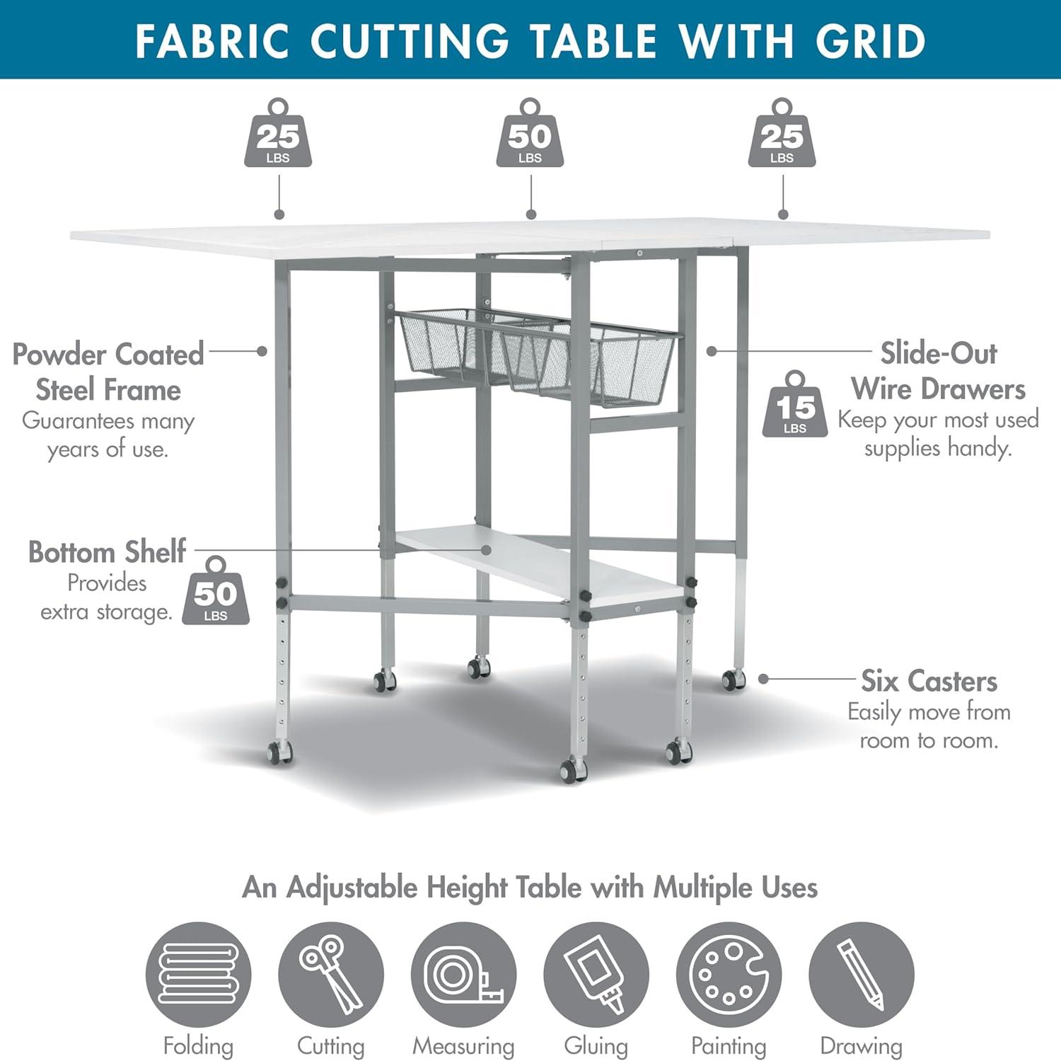 58.5'' x 36.75'' Foldable Sewing Table with Wheels