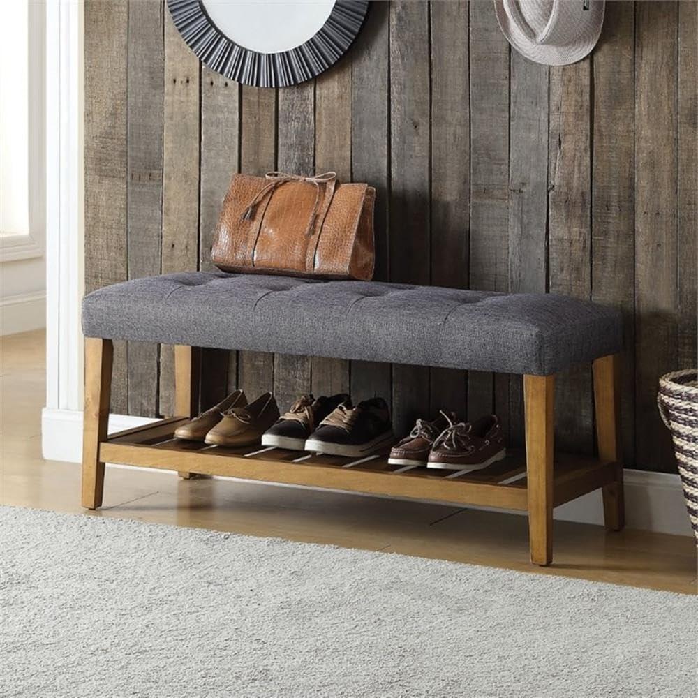 Wooden Bench Gray and Oak - Saltoro Sherpi