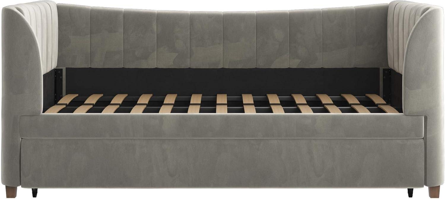 Elegant Gray Velvet Twin Daybed with Tufted Trundle