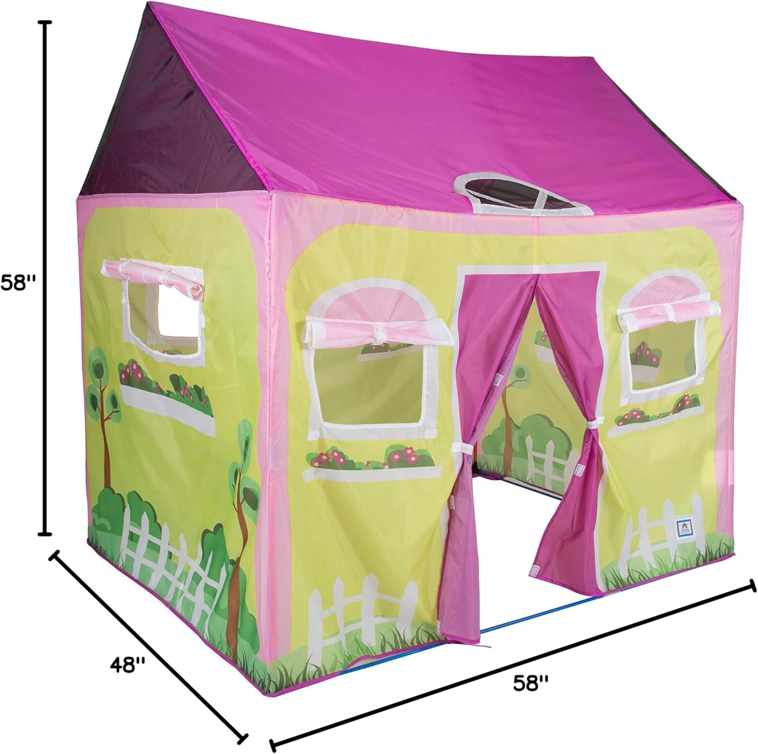 Pink and Yellow Cottage House Kids Play Tent 58" x 48"